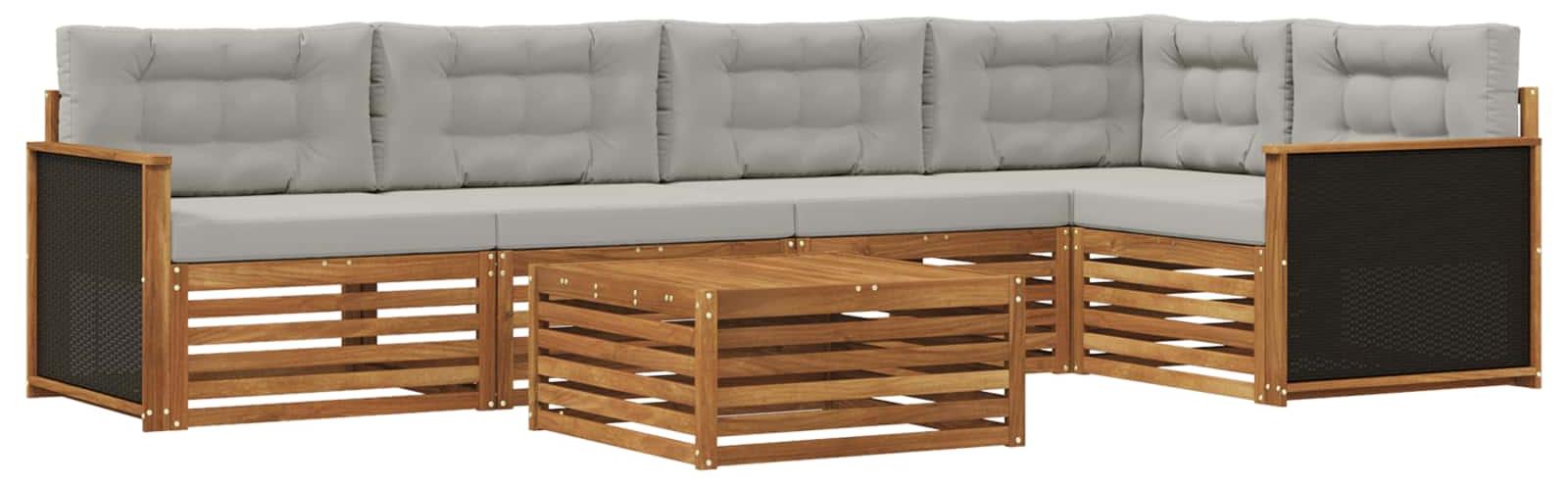 Outdoor-Sofagarnitur 6 pcs Natürlich und Hellgrau
