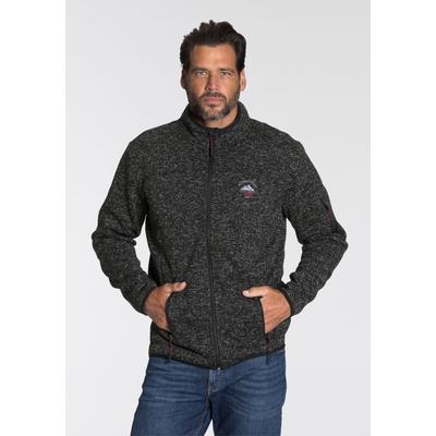 Strickfleecejacke MAN'S WORLD, Herren, Gr. S (44/46), schwarz (schwarz meliert), Fleece, Obermaterial: 100% Polyester, normal, paspeliert, Jacken, für die Übergangszeit, mit Reißverschlusstaschen, mit Stehkragen