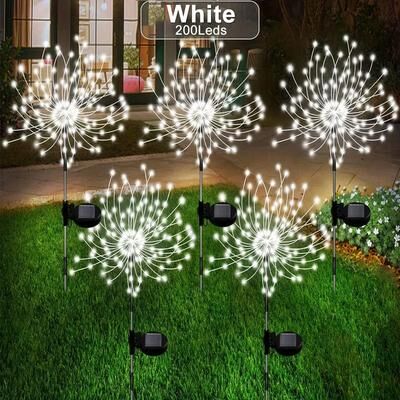 Uplifted Goods Solar Fireworks Lights For Outdoor Decoration white 300led 8modes