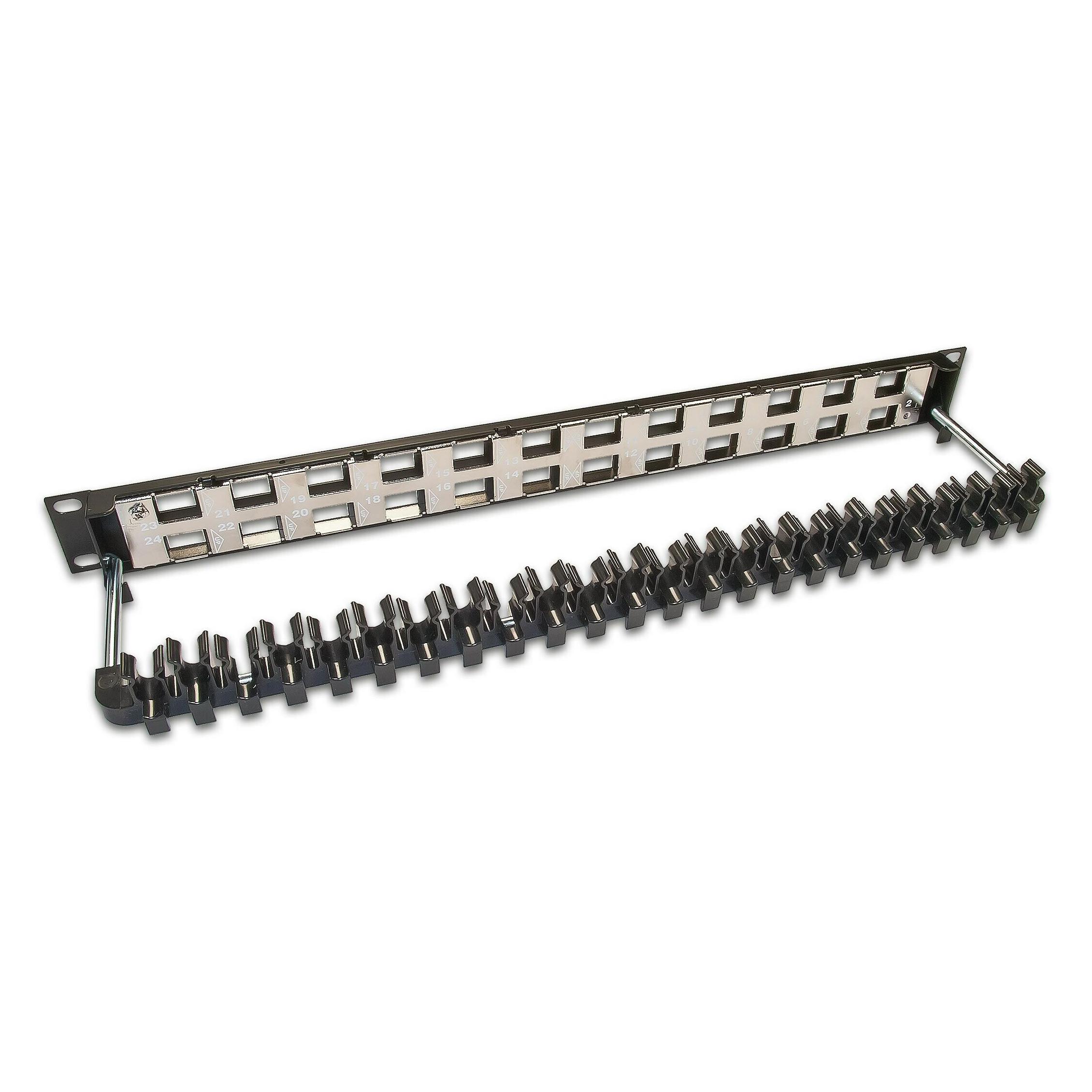 Wirewin 24-Port 1HE Patchpanel, geschirmt (WKS PANEL 24 BLACK)