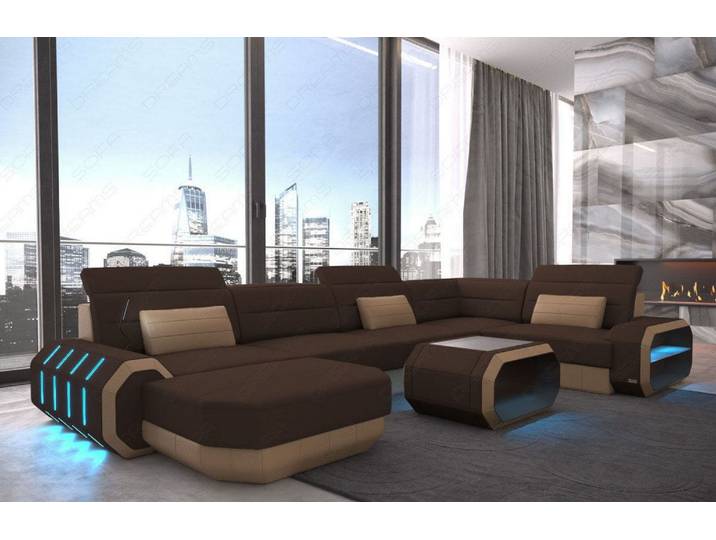 Wohnlandschaft Roma U-Form aus Stoff