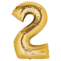 Folienballon Ziffer 2 Gold 80cm Ballon Zahl Zwei Party Deko Geburtstag Jubiläum
