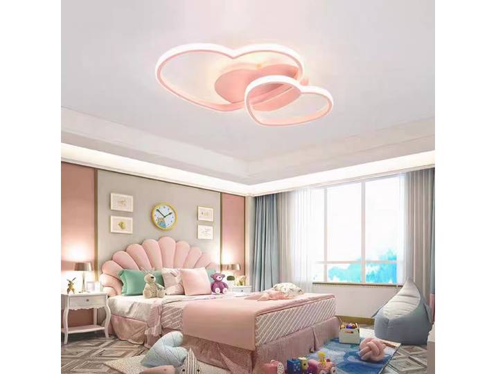 Plafonnier en Forme de Cœur pour Chambre d'Enfant, Luminaire Décoratif de Plafond, Design de Princesse Rose