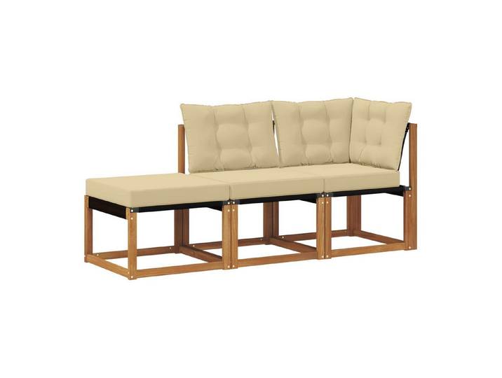 vidaXL Sofaelement 3 stk. Ecksofa-Einheiten für draußen Natur und Beige (3 St)