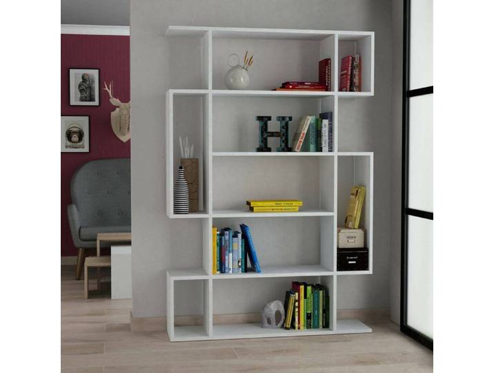 Bibliothèque Marcellin Dmora Bois Noble Blanc 110x26x161h cm