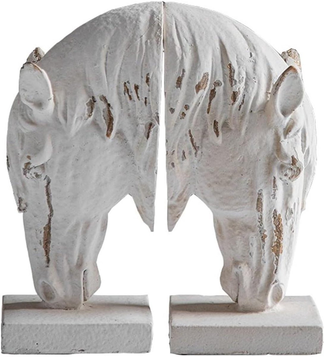 Decoratieve Boekensteunen Paardenhoofd in Wit Magnesiumoxide