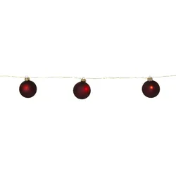 MARELIDA LED Lichterkette Weihnachtskugeln Christbaumkugel Timer Batterie Deko rot 1,6m