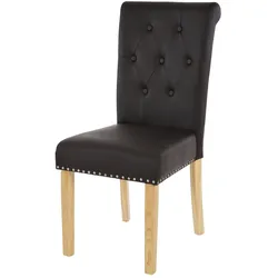 Chefgastro 2er-Set Esszimmerstuhl gepolstert | HxBxT 98x47x62cm | Sitzhöhe 42cm | Nieten | Kunstleder | helle Beine |  Schwarz | Stuhl Küchenstuhl