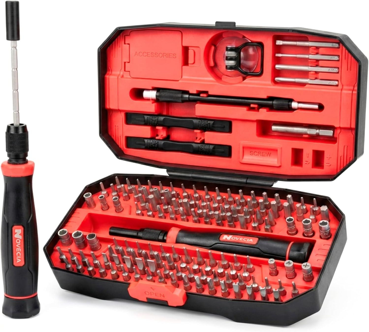 Merkloze 152-in-1 Schroevendraaierset met 140 magnetische CRV bits en flexibele verlenging voor smartphones