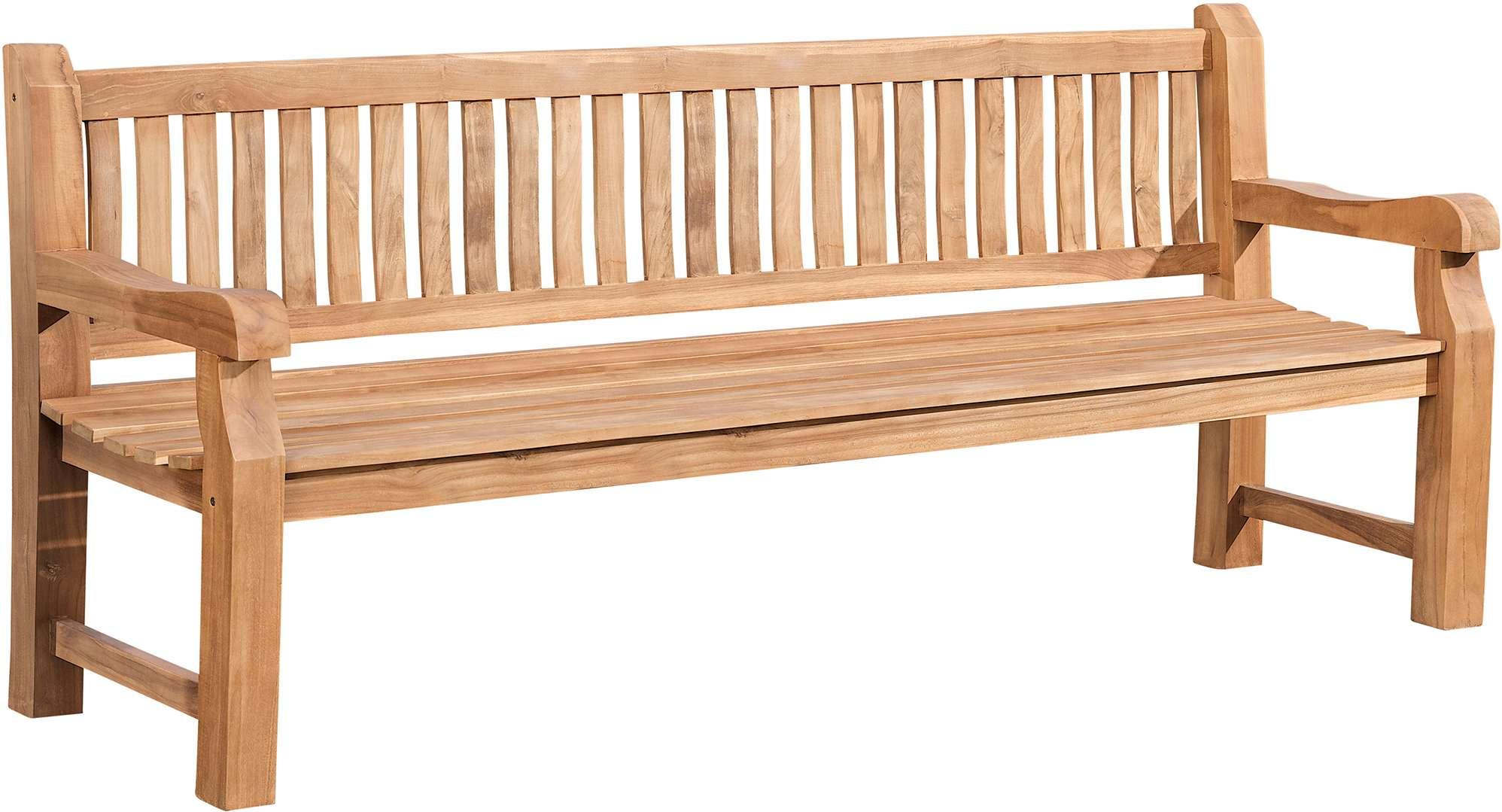 CLP Teakbank Jackson V2 Gartenbank mit Rückenlehne wetterfest stabil massiv | Farbe teak Größe 220 cm