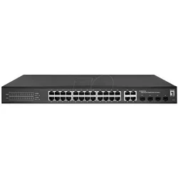 LevelOne Switch 24x GE GES-2128 4xGE 4xGSFP (28 Ports), Netzwerk Switch, Schwarz