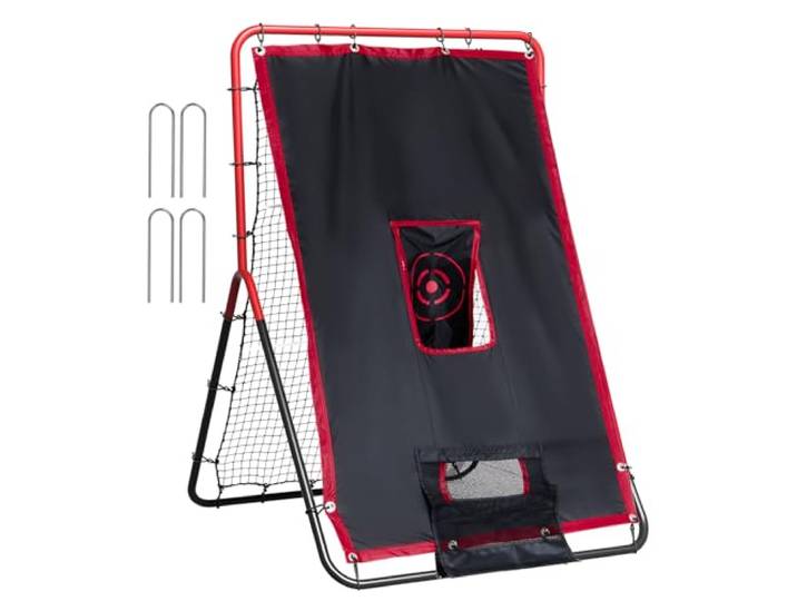 VEVOR Filet de rebond pour baseball et softball\, 914 x 1372 mm\, filet de lancement 2 en 1\, entraîneur de rebond de lanceur de baseball\, filet de rebondissement pour la pratique du terrain et du lancer