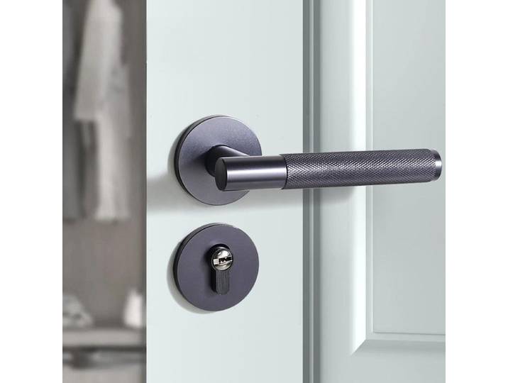 Serrure de porte d'intérieur, poignée de porte de chambre, corps de serrure silencieux de grande taille 58, serrure de porte oxydée et embossée CNC
