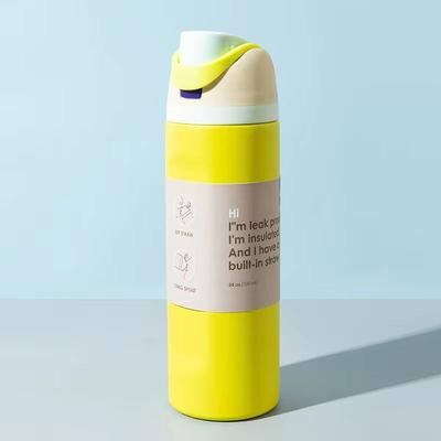 Inspired Finds Best Selling Fruit Car Cup Stainless Steel Insulated Portable Handheld Sports Water Cup yellow 19oz