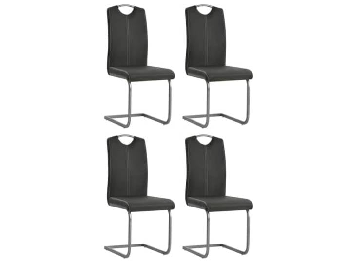 KGHFDVB Freischwinger 4 STK Grau Kunstleder mit Stahlgestell Stabil, langlebig, pflegeleicht, einfacher Aufbau, 110 kg Belastbarkeit pro Sitzplatz