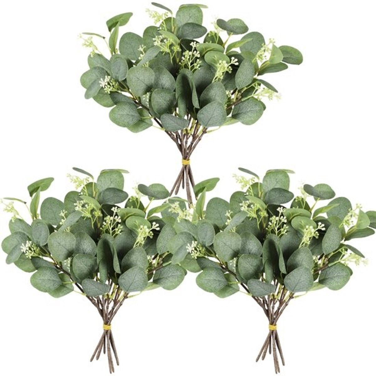 Dailygoods Eucalyptus kunstplant 12 stuks - Hoogte: 28 cm