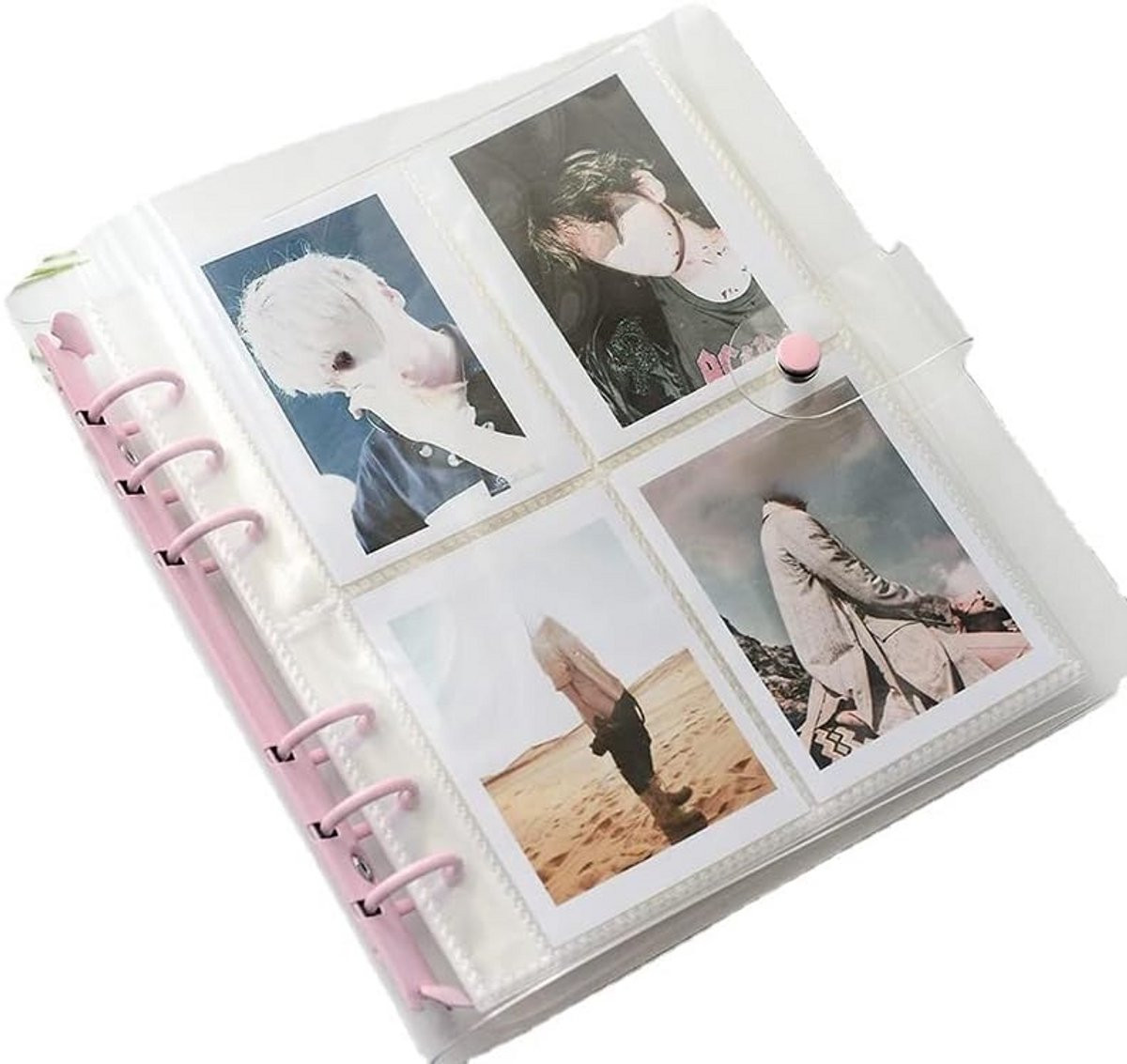 Fotokaart Binder Mini Album met 40 Zakken in Roze met Hol Ontwerp
