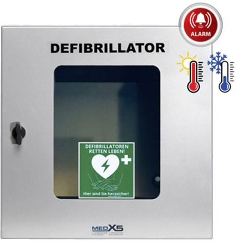 MEDX5 SmartCase SC1230 DEFI-Wandkasten Außenbereich mit Alarm, mit Beleuchtung, mit Belüftung, mit Heizung Grau Edelstahl