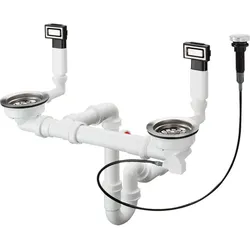 hansgrohe Ab-/Überlaufgarnitur 43932800 Edelstahl, automatisch, für 2 Becken
