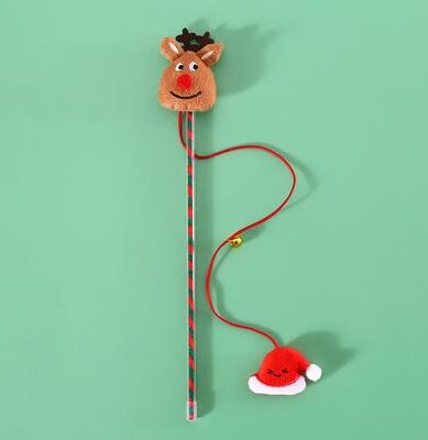 Perfect Picks Market Interactive Cat Toys Kitten With Bell, Santa Claus Snowman Elk Cat Toy, Christmas Cats Wand Supplies elk