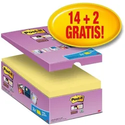 Post-it Super Sticky 14+2 Vorteilspack Haftnotizblöcke 76 x 127 mm »Super Sticky Notes« 16 Stück gelb