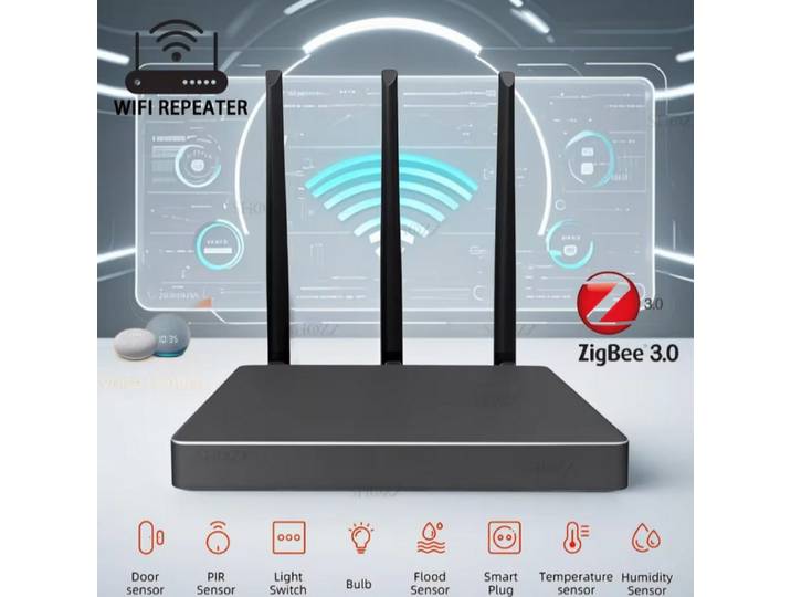 Tuya Zigbee 3.0 Hub double passerelle et répéteur WiFi avec pont de Signal fort amélioré Hub en maille filaire fonctionne avec Alexa Google