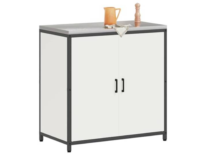 KTHLBRH Hattem Küchenschrank weiß 90 x 50 x 92 cm Stahl 2 Türen, modernes Design, einfache Montage, für den Außenbereich, Regalböden aus Paneelen