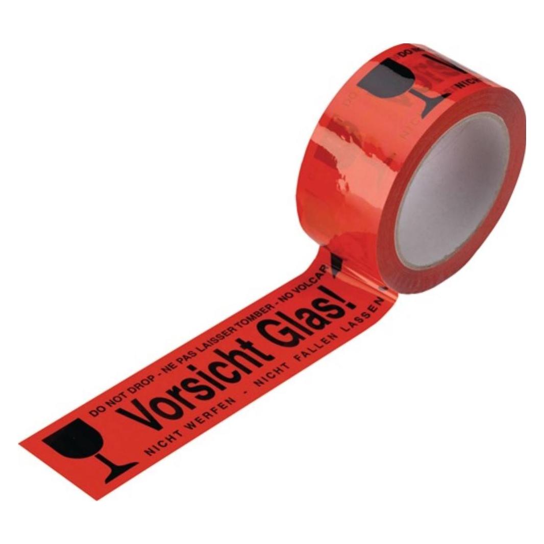 Enviropack Warnklebeband PVC Vorsicht Glas Länge 66 m, Breite 48 mm rot (48 mm) (0248082)