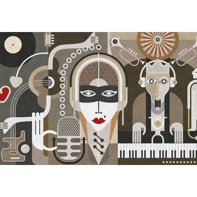Fototapete LIVING WALLS "Walls by Patel Wall Of Sound 3", beige (bunt), B:4m L:2,7m, Vlies, Tapeten, Vlies, Wand, Schräge