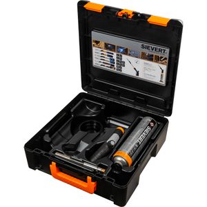 Sievert Lötlampe 253505, Powerjet Powercase 7/16 Zoll, Set, für Schraubgaskartuschen, Piezozündung