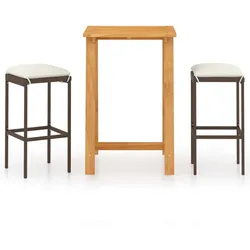 Helloshop26 - Garten-Bar-Set mit Kissen 3-teilig braun 02_0013457