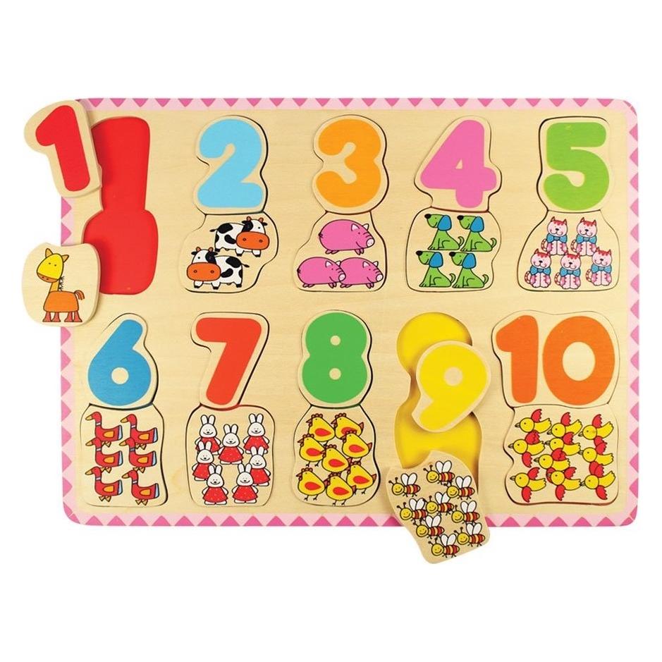 Bigjigs Toys Zahlenund Farben-Zuordnungspuzzle (BJ549)