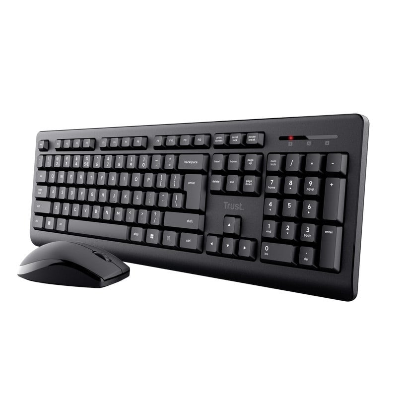 Trust Primo Draadloze Deskset met Muis, RF-draadloos, QWERTY, Zwart