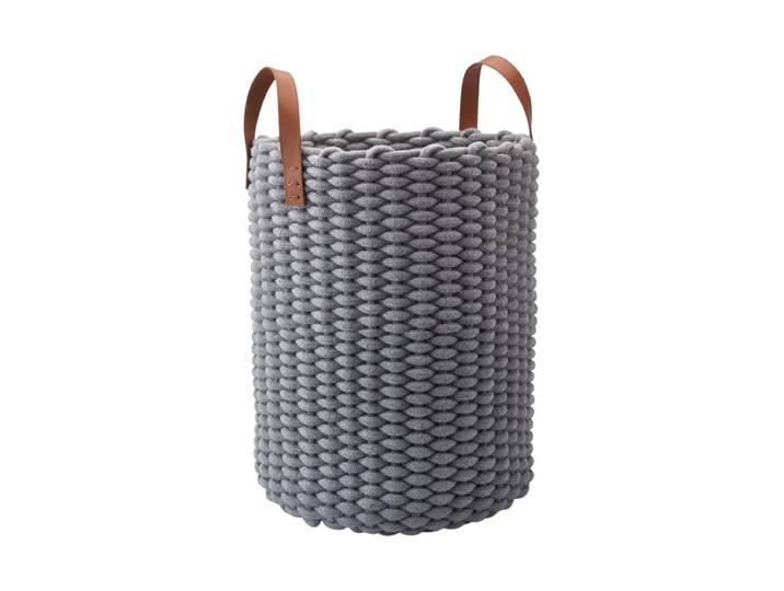 Design Wäschekorb „Rudon“ Leder Grau Aquanova