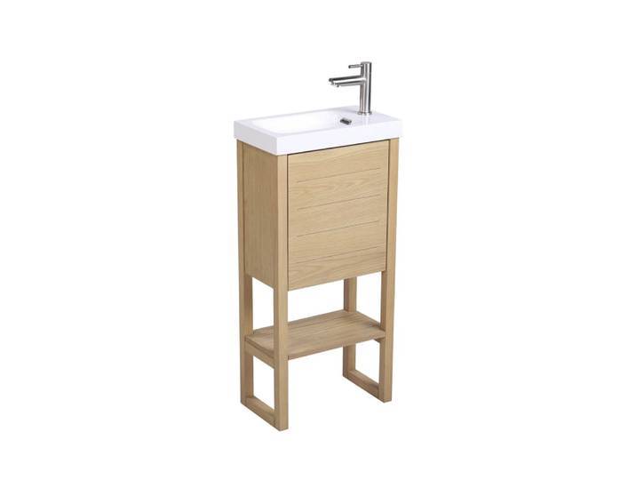 Meuble lave-mains avec vasque blanche
