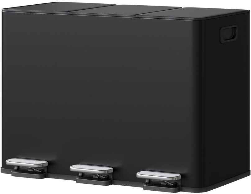 idealhouse Stainless Steel Multi-Compartment Rubbish & Recycling Bin Black