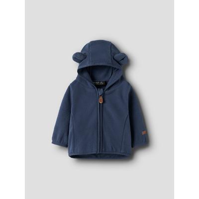 Kapuzenfleecejacke NAME IT "NBNMEEKO FLEECE JACKET MELANGE", Jungen, Gr. 74, blau (oceana), Web, Fleece, Obermaterial: 100% Polyester, unifarben, regular fit normal, Jacken, Fleece, Reißverschluss mit Kinnschutz