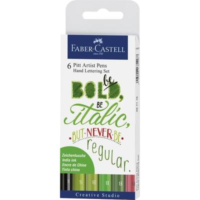 Faber-Castell Tuschestifte Pitt Artist Pens Hand Lettering, Grüntöne, 6er Etui