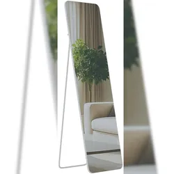 DELUKE Standspiegel MURCIA - Glas Weiß matt 40x3x140 cm | Ganzkörperspiegel Freistehender Spiegel Groß Schlafzimmer