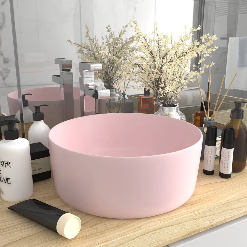 Belfry Bathroom Katha 400mm L x 400mm W Ceramic Circular Sink Pink 400mm W