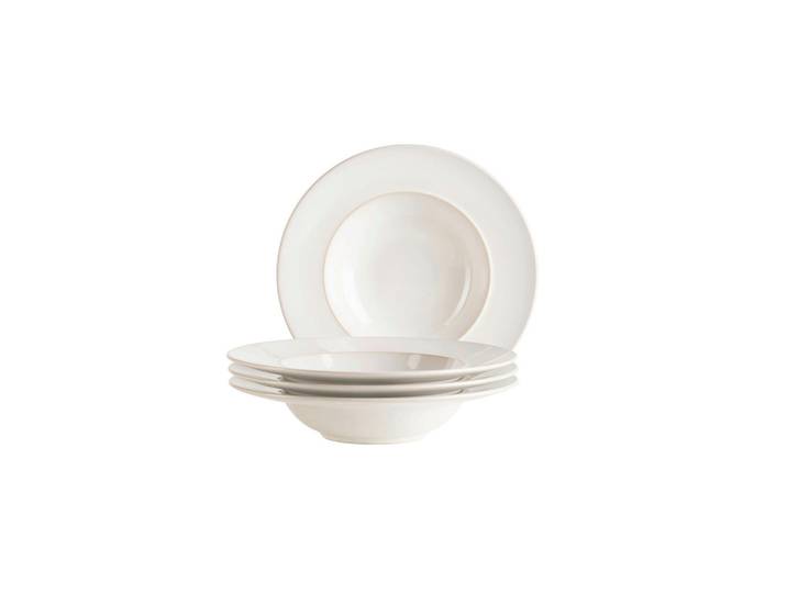 Pastatellerset Unico, Weiß, Keramik, 4-teilig, rund, Essen & Trinken, Geschirr, Teller, Pastateller