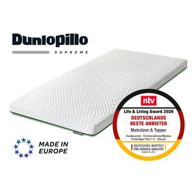 Topper DUNLOPILLO "Supreme, Premium Kaltschaumtopper, 90x200 & 140x200 cm", weiß, B:90cm H:7cm L:200cm, Kaltschaum, Topper, Ideal für Personen mit Neigung zu nächtlichem Schwitzen