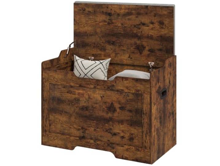 HOMCOM 103L Mehrzweck-Aufbewahrungsbank 75x40x56cm Braun Waschbarer Stoffbezug, Holz-Aufbewahrungsbank, für Eingang, Flur, Schlafzimmer, Wohnzimmer, Innenbereich.