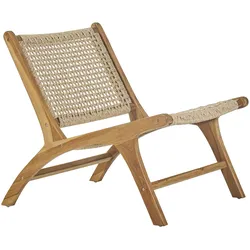 Loungesessel aus massivem Teakholz und geflochtenem Seil SUMBA