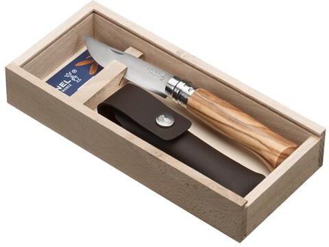 Opinel No8 Stainless Steel 8,5 cm Gift Box, Oliven