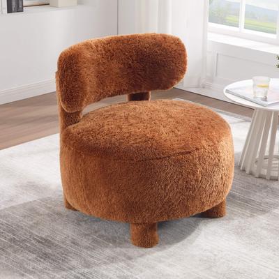 Ostweer Armless Chair Accent Chair Upholstered Chair, Vanity Chair Reception Chair Khaki Reading Chair Padded Chair