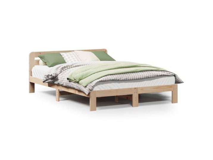 SDWEHBJ Massivholzbett 135x190 cm ohne Matratze, Kiefernholz, Natur, 193,5 x 139 x 65,5 cm, mit Kopfteil und Lattenrost