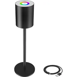 tectake Moderne Tischlampe Corly, LED, 7 Lichtfarben, dimmbar  Schwarz