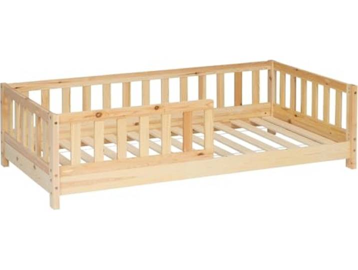 WEB2O Barrierenbett für Kinder aus Naturholz, Kinderzimmer Möbel, 90 x 190 cm, Montessori