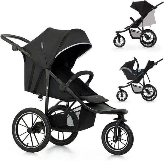 Kinderwagen - Multifunktionswagen - Kinderwagen - Für aktive Ausflüge - Große Luftreifen - Bis 27 kg - Schwarz